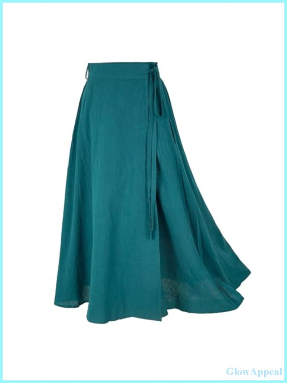 Linen Wrap Maxi Skirt A-Line Tie Closure Pockets